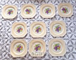 10 Johnson Bros China 7.5 Square Plates California Fresh Fruit Pattern 1940s