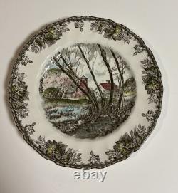 10 Johnson Bros Friendly Village 10.5 Dinner Plates Willow By The Brook VTG'60