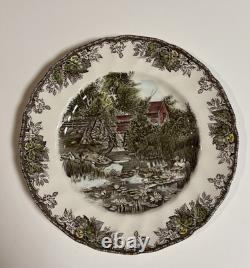 10 Johnson Bros Friendly Village 10.5 Dinner Plates Willow By The Brook VTG'60