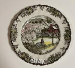 10 Johnson Bros Friendly Village 10.5 Dinner Plates Willow By The Brook VTG'60