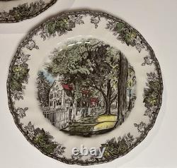 10 Johnson Bros Friendly Village 10.5 Dinner Plates Willow By The Brook VTG'60