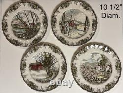 10 Johnson Bros Friendly Village 10.5 Dinner Plates Willow By The Brook VTG'60