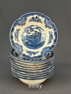 10 Johnson Brothers OLD BRITAIN CASTLES BLUE 6 Rim Cereal Bowls England MINT