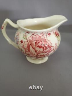 10 Pieces Johnson Bros Rose Chintz Pat. Cream Soups with Saucers Creamer Sugar