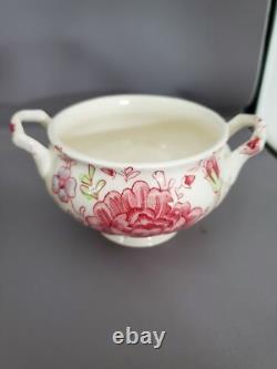 10 Pieces Johnson Bros Rose Chintz Pat. Cream Soups with Saucers Creamer Sugar