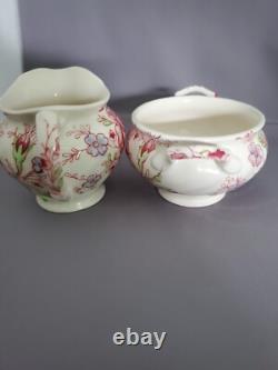 10 Pieces Johnson Bros Rose Chintz Pat. Cream Soups with Saucers Creamer Sugar