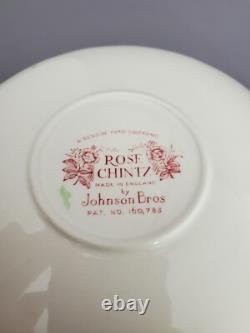10 Pieces Johnson Bros Rose Chintz Pat. Cream Soups with Saucers Creamer Sugar
