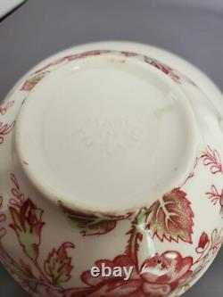 10 Pieces Johnson Bros Rose Chintz Pat. Cream Soups with Saucers Creamer Sugar