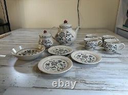 10 pcs STAFFORDSHIRE Old Granite Johnson Bros CHERRY THIEVES Teapot Sugar Cups