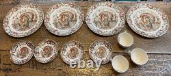 11 His Majesty Thanksgiving Plates & Saucer & Cup Dish Set Johnson Brothers
