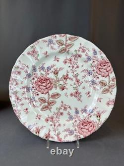 11 Johnson Brothers ROSE CHINTZ PINK 9 ¾ Dinner Plates 1883 Stamp EUC
