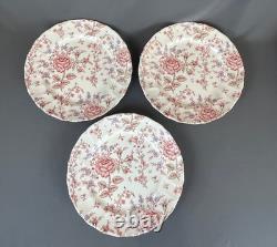 11 Johnson Brothers ROSE CHINTZ PINK 9 ¾ Dinner Plates 1883 Stamp EUC