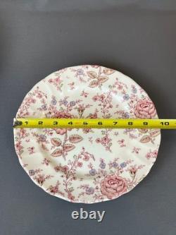 11 Johnson Brothers ROSE CHINTZ PINK 9 ¾ Dinner Plates 1883 Stamp EUC