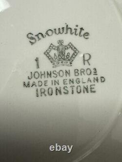 11 Vintage 60s Johnson Bros Snowhite Ironstone England Sahara Plates, Bowls Set