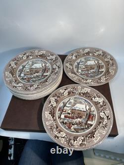 12 Johnson Bros Historic America Frozen Up Thanksgiving Plates 10.5
