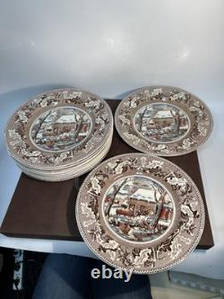 12 Johnson Bros Historic America Frozen Up Thanksgiving Plates 10.5