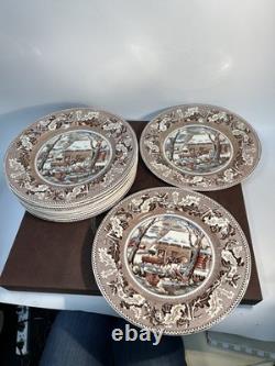 12 Johnson Bros Historic America Frozen Up Thanksgiving Plates 10.5