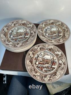12 Johnson Bros Historic America Frozen Up Thanksgiving Plates 10.5