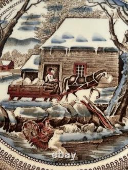 12 Johnson Bros Historic America Frozen Up Thanksgiving Plates 10.5