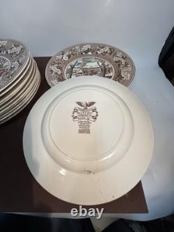 12 Johnson Bros Historic America Frozen Up Thanksgiving Plates 10.5