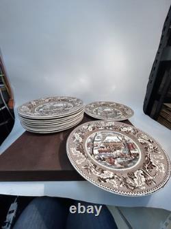 12 Johnson Bros Historic America Frozen Up Thanksgiving Plates 10.5