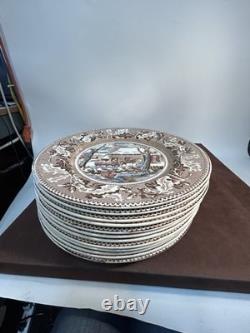 12 Johnson Bros Historic America Frozen Up Thanksgiving Plates 10.5
