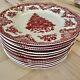 12 Johnson Bros Old Britain Castles Pink Christmas Tree 8 Salad Plates Set New