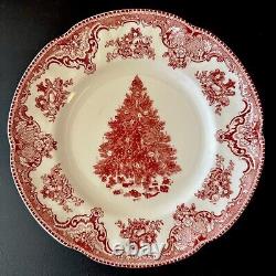 12 Johnson Bros Old Britain Castles Pink Christmas Tree 8 Salad Plates Set NEW