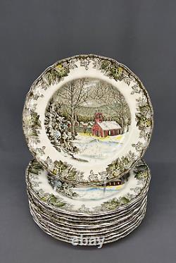 12 Johnson Brothers FRIENDLY VILLAGE 10 Dinner Plates Schoolhouse