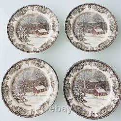 12 Johnson Brothers FRIENDLY VILLAGE 10 Dinner Plates Schoolhouse Winter