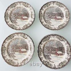 12 Johnson Brothers FRIENDLY VILLAGE 10 Dinner Plates Schoolhouse Winter