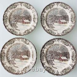 12 Johnson Brothers FRIENDLY VILLAGE 10 Dinner Plates Schoolhouse Winter