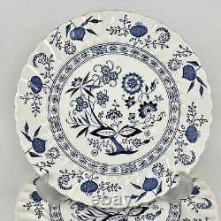 12 pc Set Blue Nordic Dinner Plates Classic White Onion England Johnson Brothers