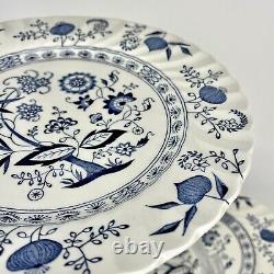 12 pc Set Blue Nordic Dinner Plates Classic White Onion England Johnson Brothers