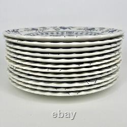 12 pc Set Blue Nordic Dinner Plates Classic White Onion England Johnson Brothers