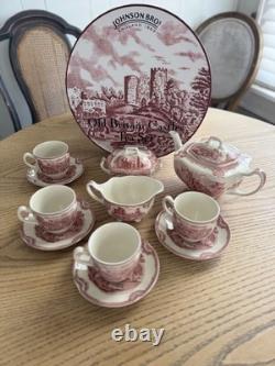 13 Piece Johnson Brothers Old Britain Castles RARE VINTAGE tea set
