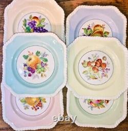 14 vintage Johnson Bros CALIFORNIA Pastel Square Plates Fruit Assembled Set 7.5