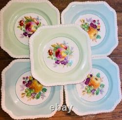 14 vintage Johnson Bros CALIFORNIA Pastel Square Plates Fruit Assembled Set 7.5