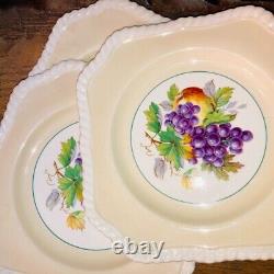 14 vintage Johnson Bros CALIFORNIA Pastel Square Plates Fruit Assembled Set 7.5