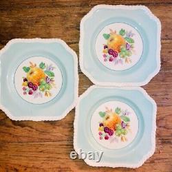 14 vintage Johnson Bros CALIFORNIA Pastel Square Plates Fruit Assembled Set 7.5