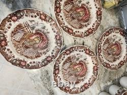 16 PC Set JOHNSON BROTHERS His Majesty Turkey Dinner Salad Plates Bowls Mugs