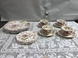 16 Piece Set Johnson Brothers Rose Chintz (4) Dinners, B&B Plates, C & S