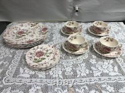 16 Piece Set Johnson Brothers Rose Chintz (4) Dinners, B&B Plates, C & S