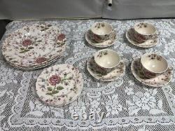 16 Piece Set Johnson Brothers Rose Chintz (4) Dinners, B&B Plates, C & S