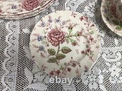 16 Piece Set Johnson Brothers Rose Chintz (4) Dinners, B&B Plates, C & S