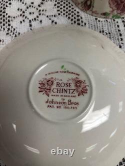 16 Piece Set Johnson Brothers Rose Chintz (4) Dinners, B&B Plates, C & S