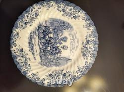 16 Vintage Johnson Brothers Blue Coaching Scenes Four Piece Set Never Been Used