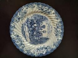 16 Vintage Johnson Brothers Blue Coaching Scenes Four Piece Set Never Been Used