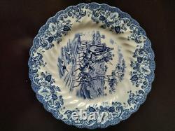 16 Vintage Johnson Brothers Blue Coaching Scenes Four Piece Set Never Been Used