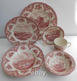 19 pc JOHNSON BROTHERS England OLD BRITAIN CASTLES pink 6 piece Place Settings